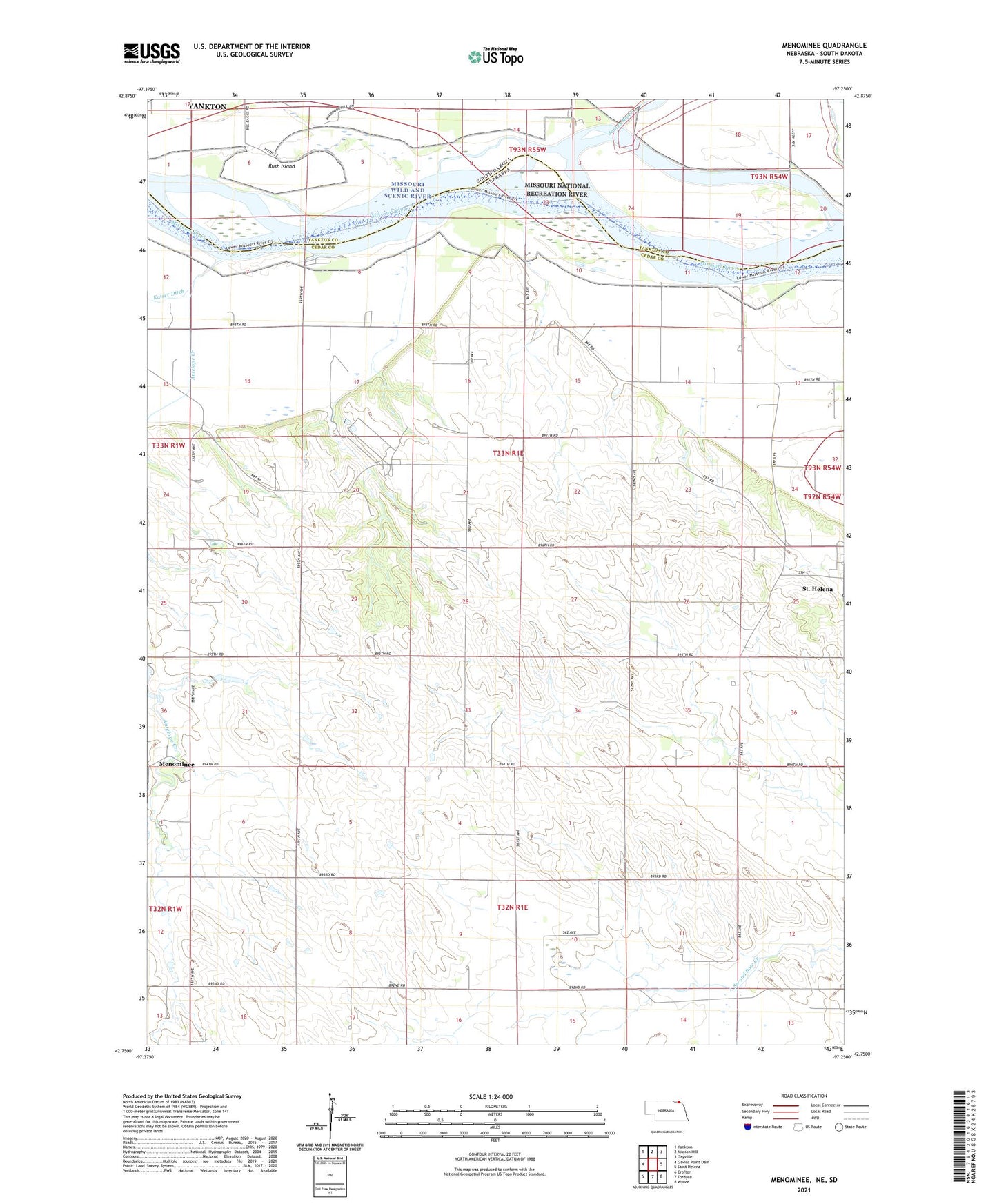 Menominee Nebraska US Topo Map Image