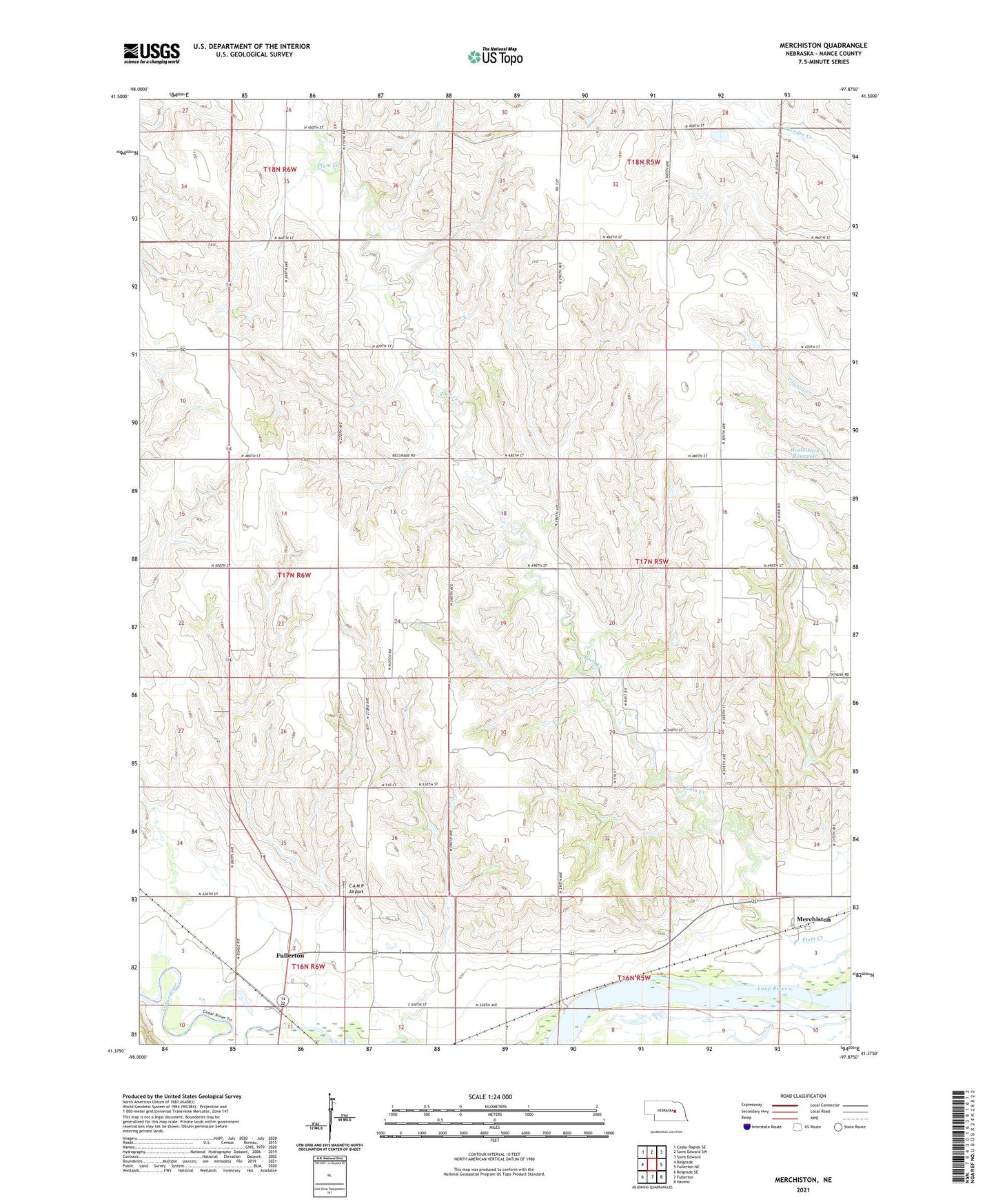 Merchiston Nebraska US Topo Map Image