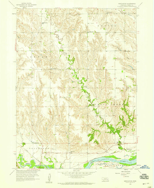 Classic USGS Merchiston Nebraska 7.5'x7.5' Topo Map Image