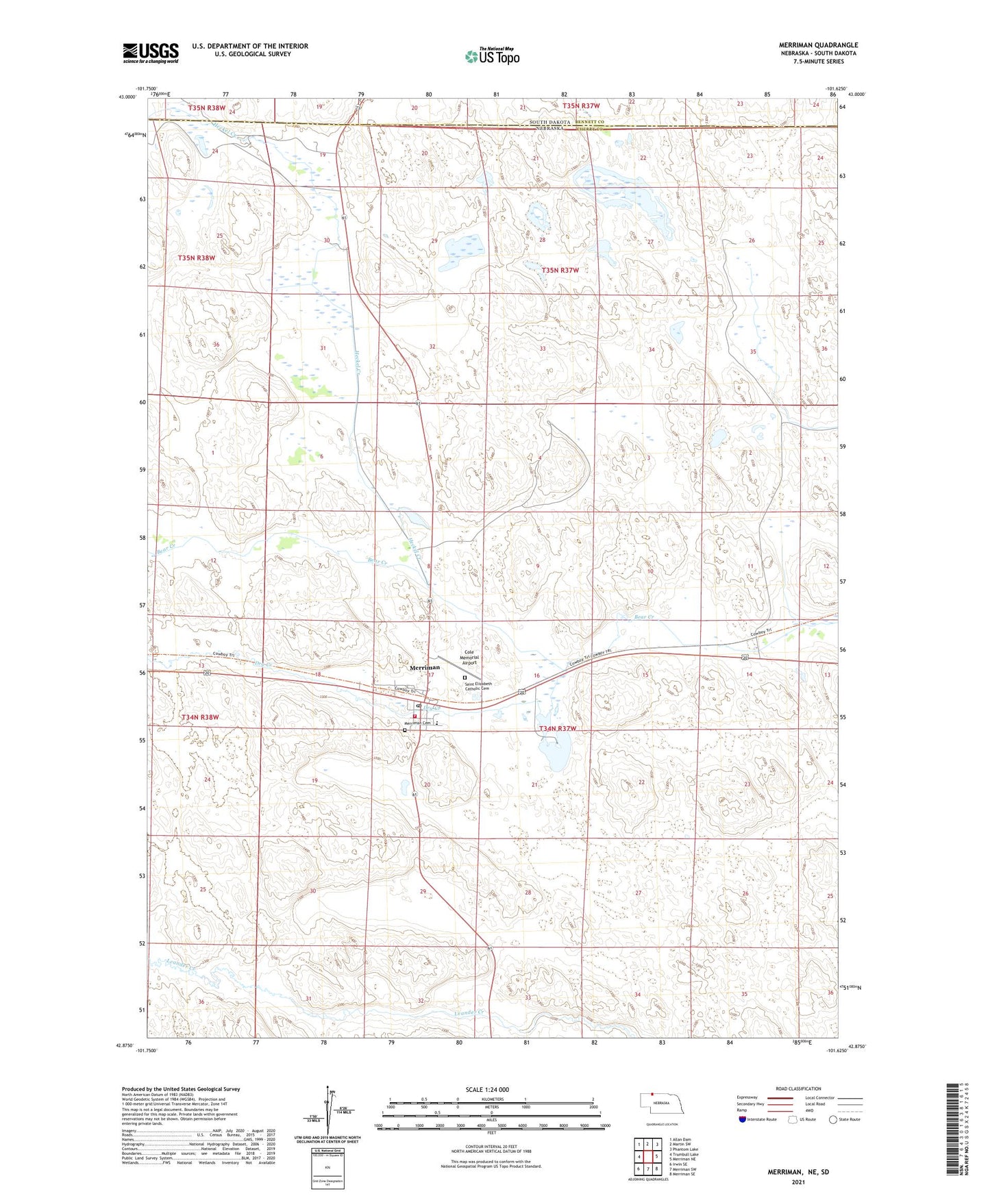 Merriman Nebraska US Topo Map Image