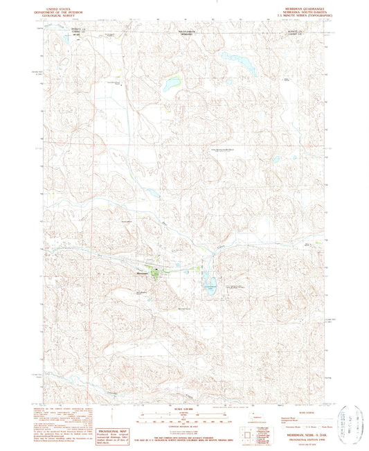 Classic USGS Merriman Nebraska 7.5'x7.5' Topo Map Image