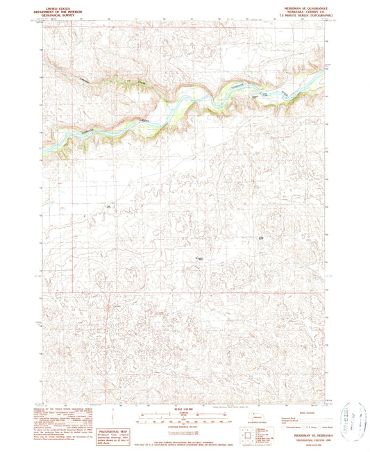 Classic USGS Merriman SE Nebraska 7.5'x7.5' Topo Map Image