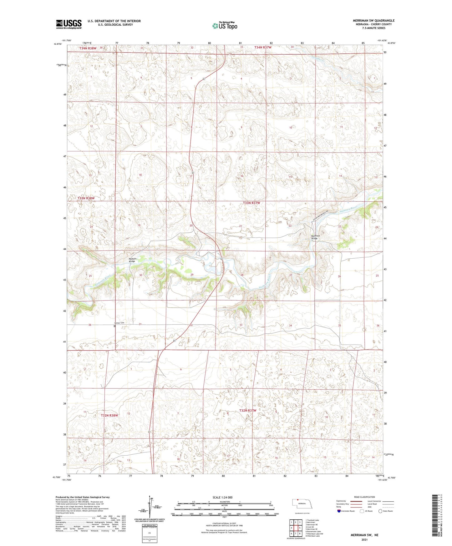 Merriman SW Nebraska US Topo Map Image