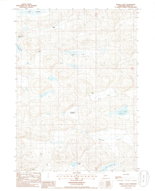 Classic USGS Middle Valley Nebraska 7.5'x7.5' Topo Map Image