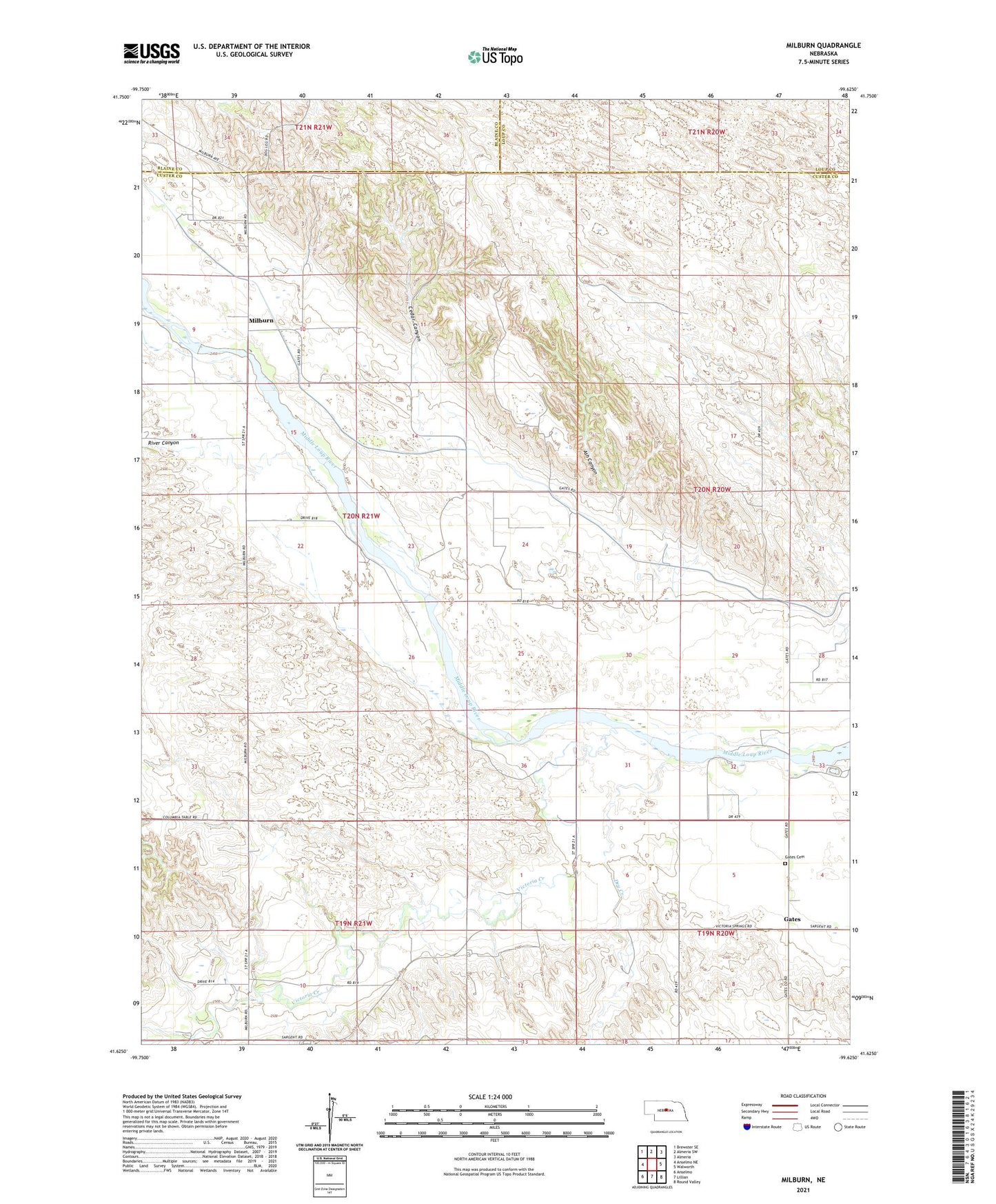 Milburn Nebraska US Topo Map Image
