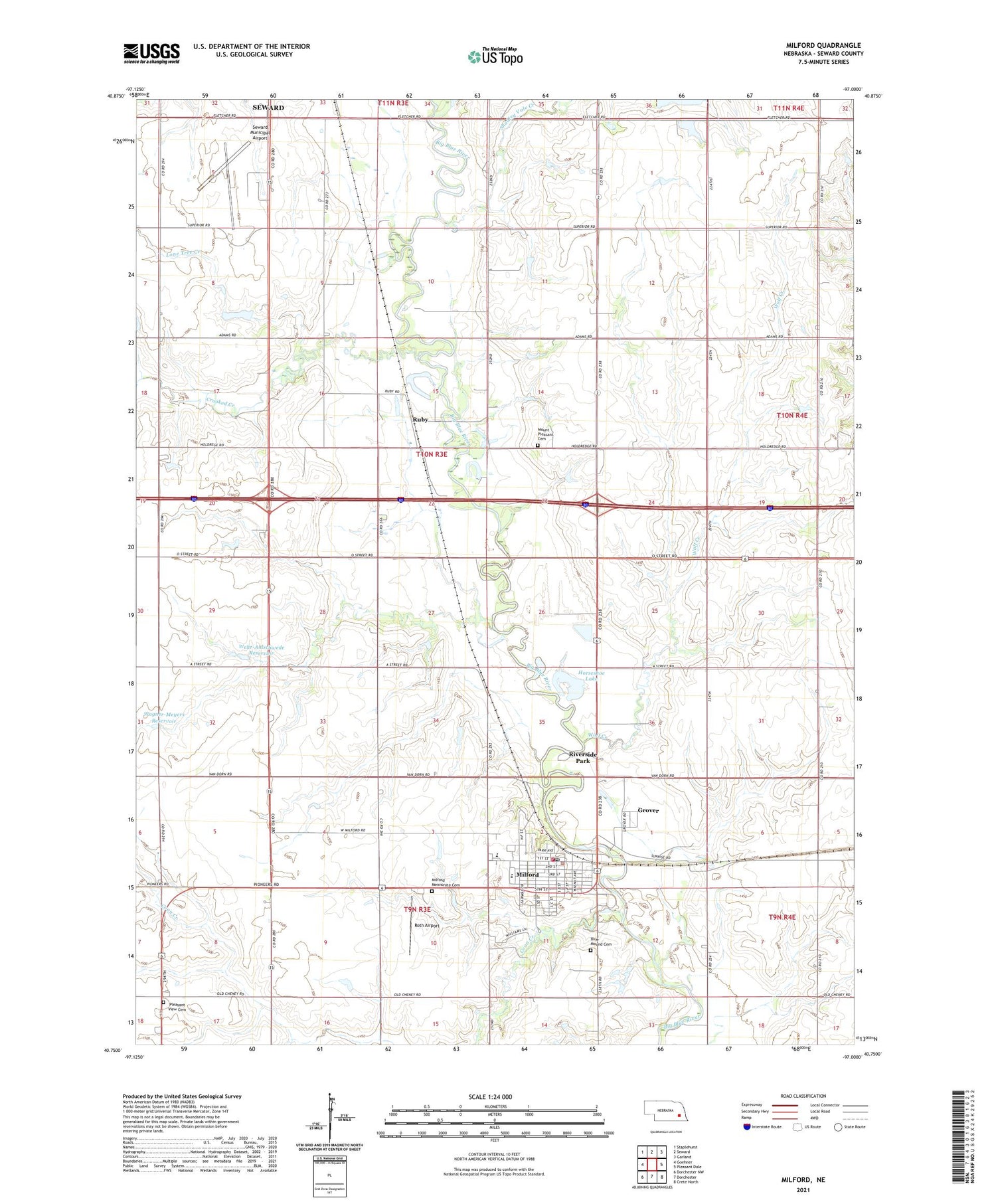 Milford Nebraska US Topo Map Image