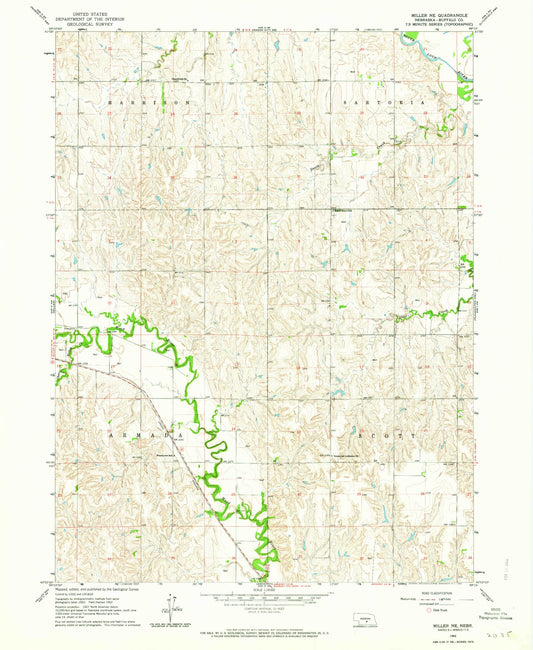 Classic USGS Miller NE Nebraska 7.5'x7.5' Topo Map Image