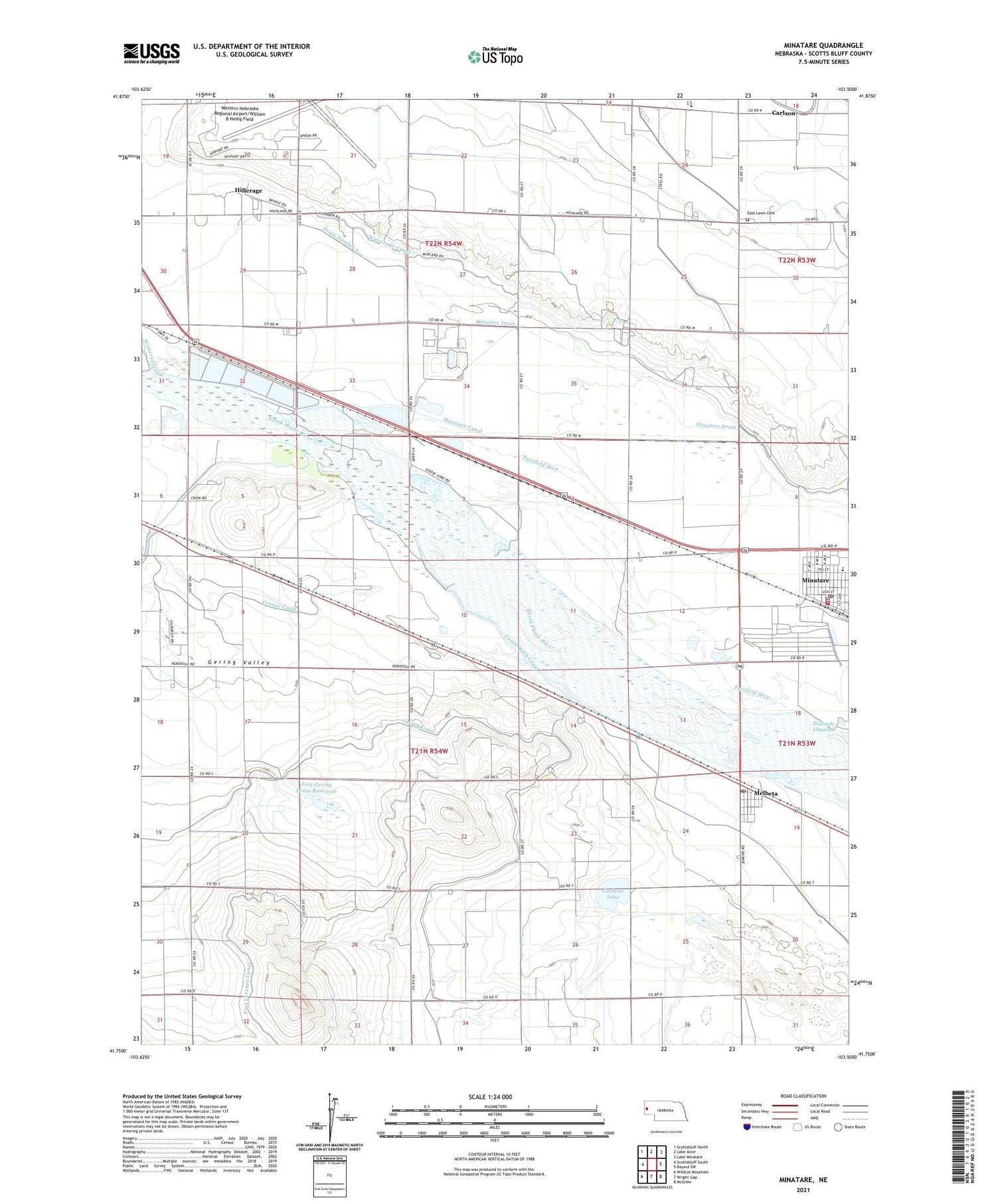 Minatare Nebraska US Topo Map Image