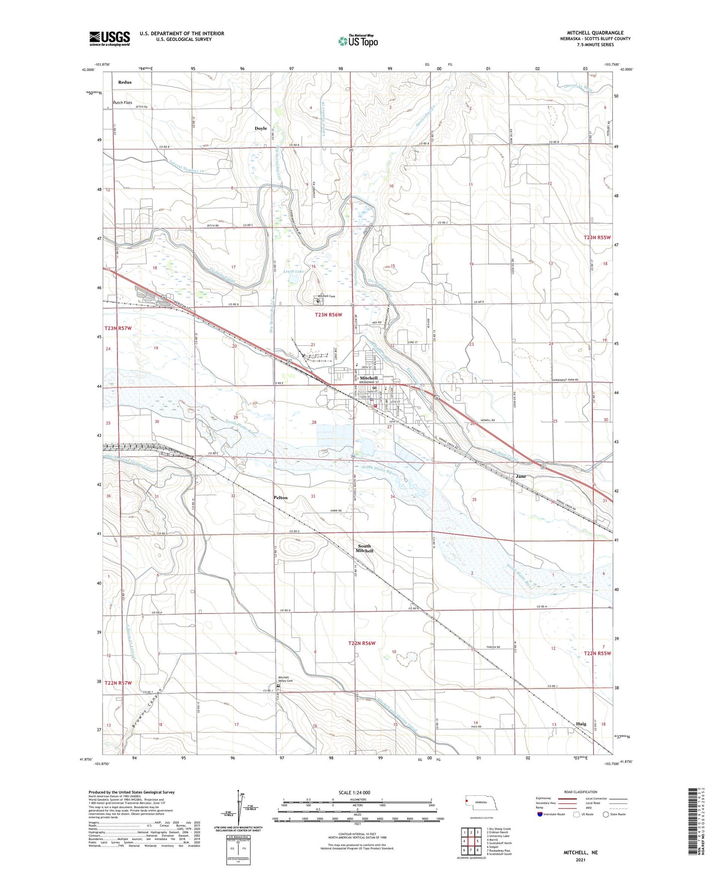 Mitchell Nebraska US Topo Map Image