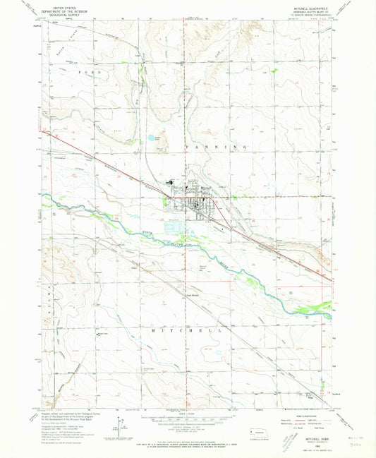 Classic USGS Mitchell Nebraska 7.5'x7.5' Topo Map Image