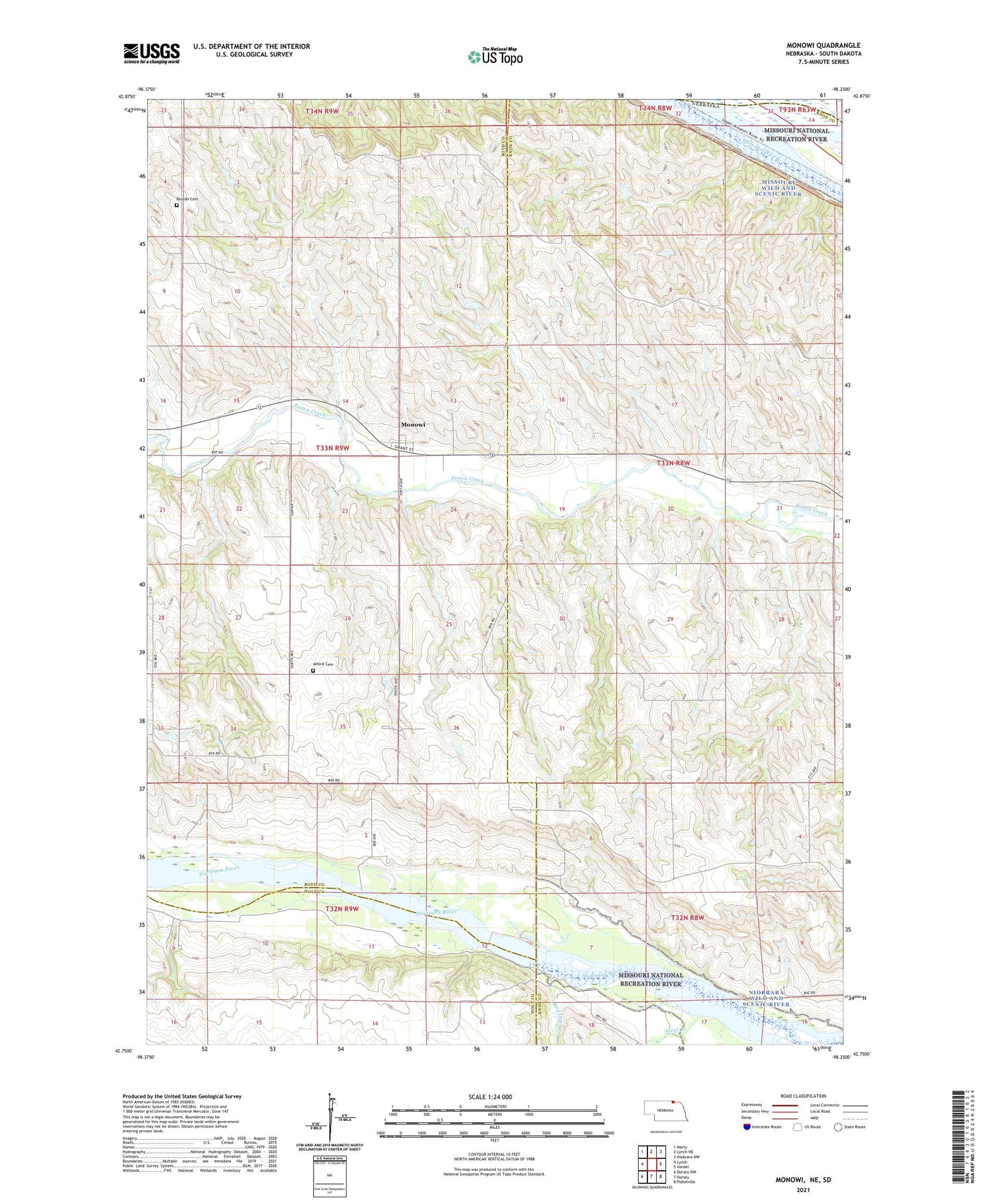 Monowi Nebraska US Topo Map Image