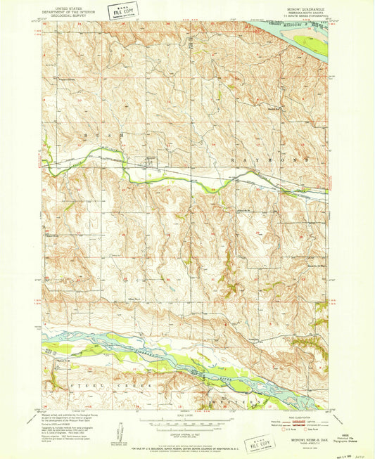 Classic USGS Monowi Nebraska 7.5'x7.5' Topo Map Image