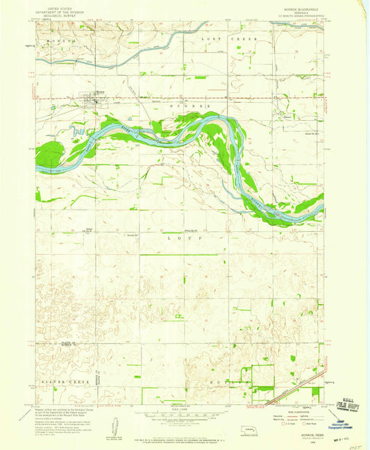Classic USGS Monroe Nebraska 7.5'x7.5' Topo Map Image