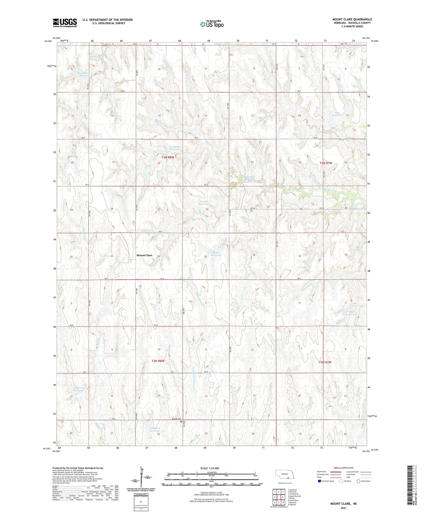 Mount Clare Nebraska US Topo Map Image