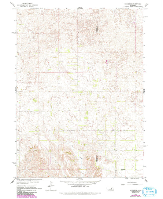 Classic USGS Mud Creek Nebraska 7.5'x7.5' Topo Map Image