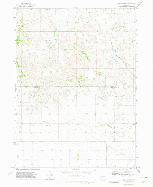 Classic USGS Mud Springs Nebraska 7.5'x7.5' Topo Map Image