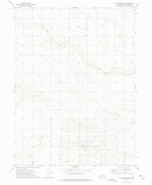 Classic USGS Mud Springs SE Nebraska 7.5'x7.5' Topo Map Image