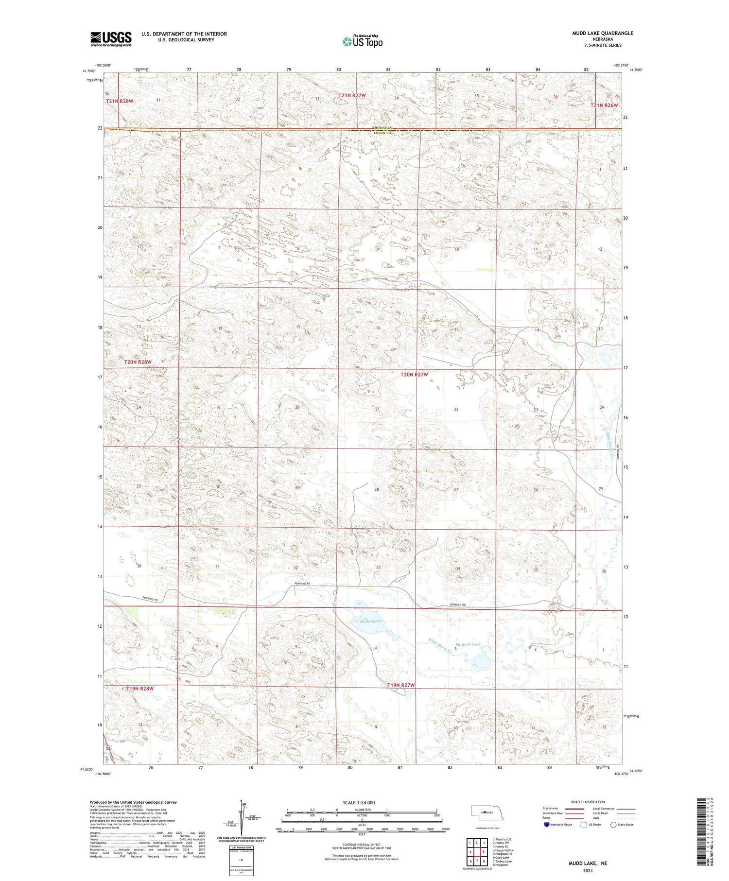 Mudd Lake Nebraska US Topo Map Image