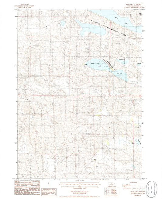 Classic USGS Mule Lake Nebraska 7.5'x7.5' Topo Map Image