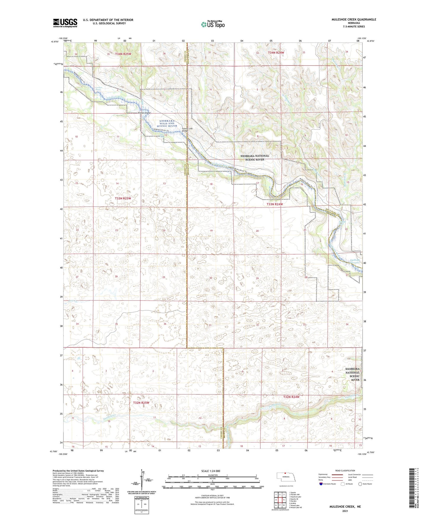 Muleshoe Creek Nebraska US Topo Map Image