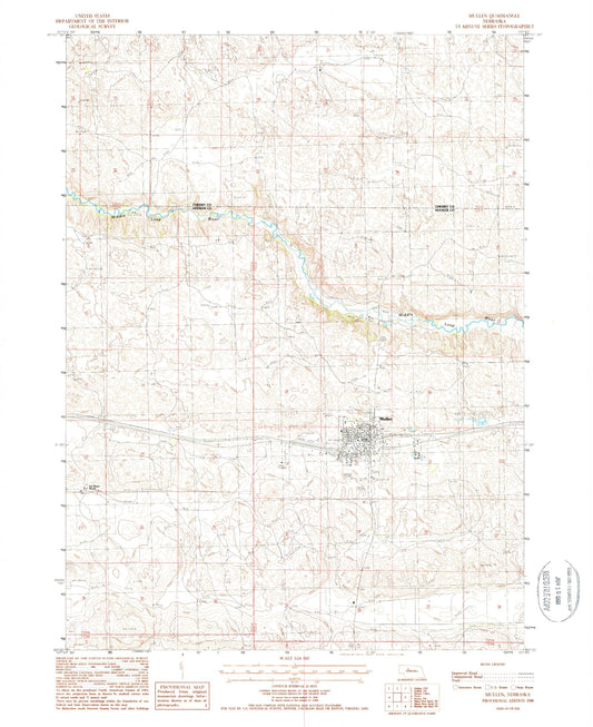 Classic USGS Mullen Nebraska 7.5'x7.5' Topo Map Image