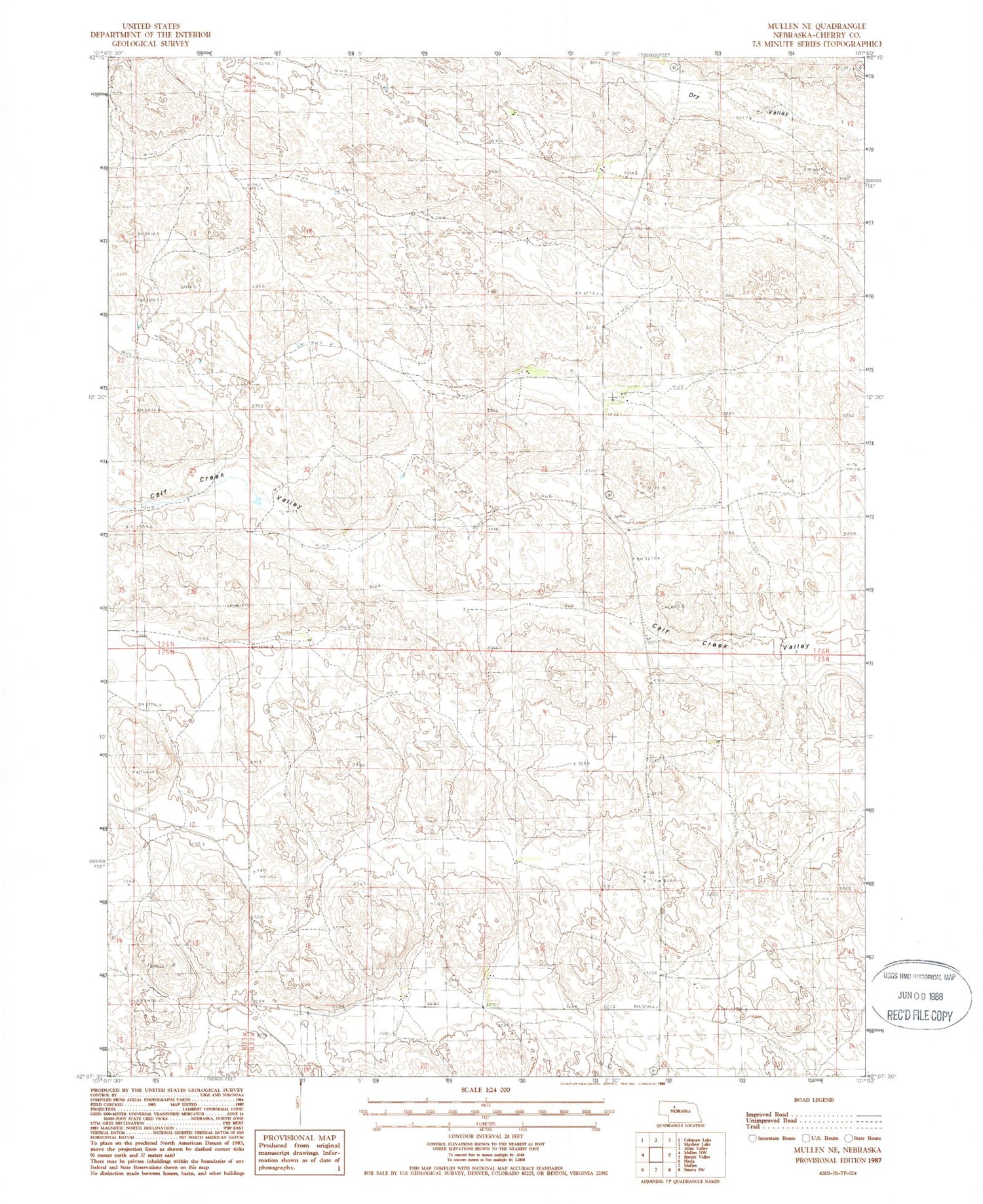 Classic USGS Mullen NE Nebraska 7.5'x7.5' Topo Map Image
