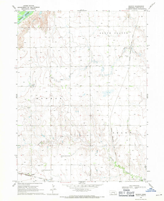 Classic USGS Murphy Nebraska 7.5'x7.5' Topo Map Image