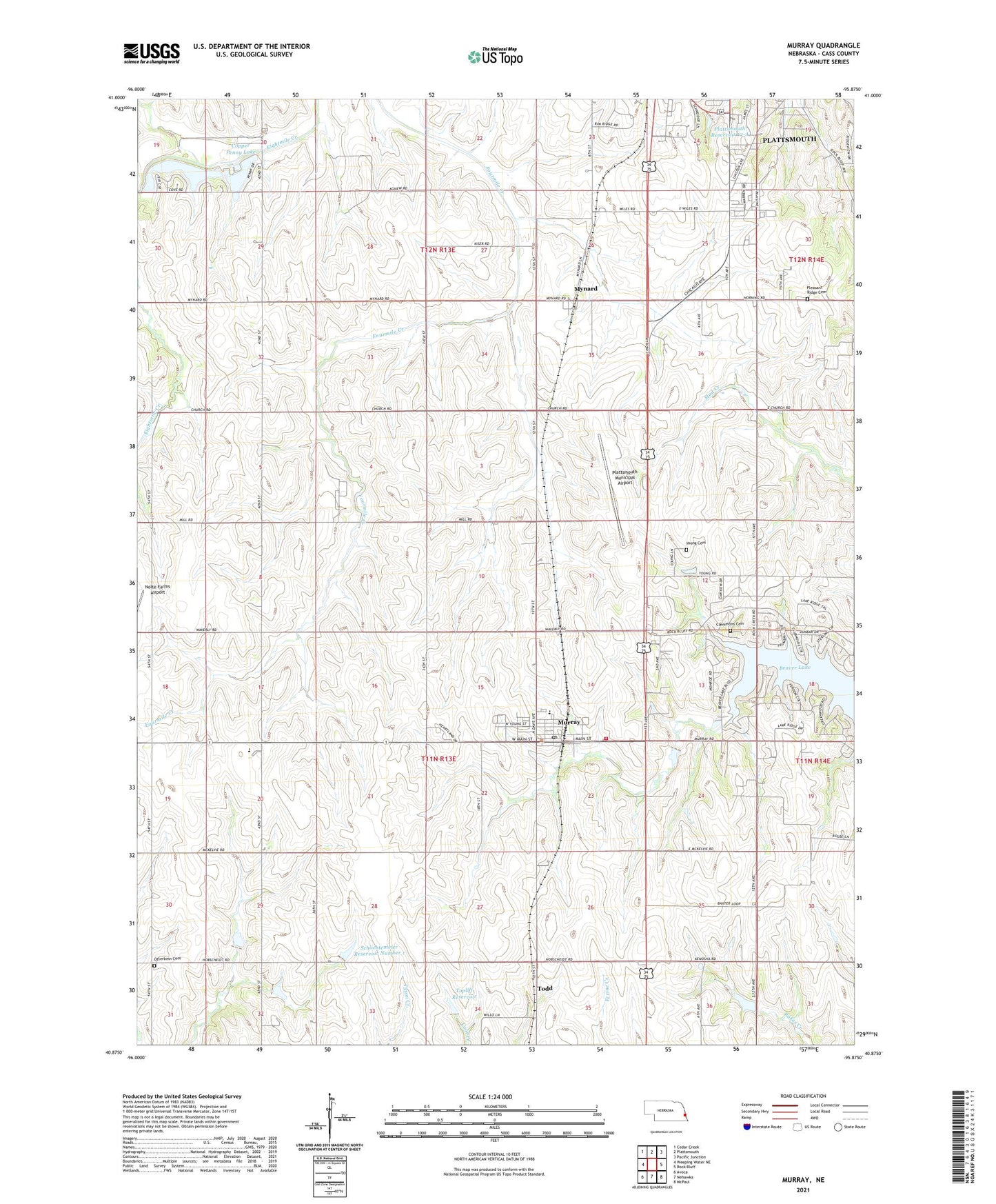 Murray Nebraska US Topo Map Image