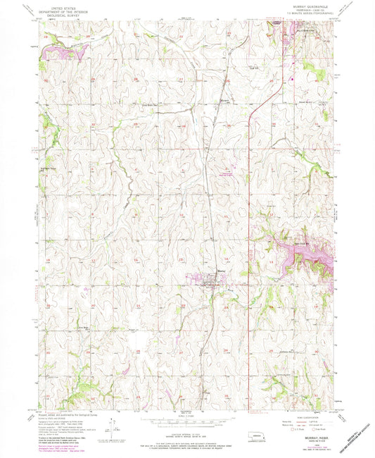 Classic USGS Murray Nebraska 7.5'x7.5' Topo Map Image