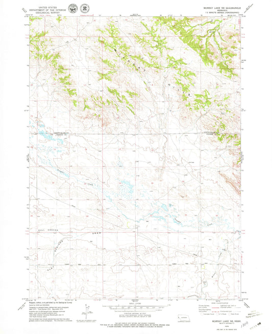 Classic USGS Murray Lake NE Nebraska 7.5'x7.5' Topo Map Image