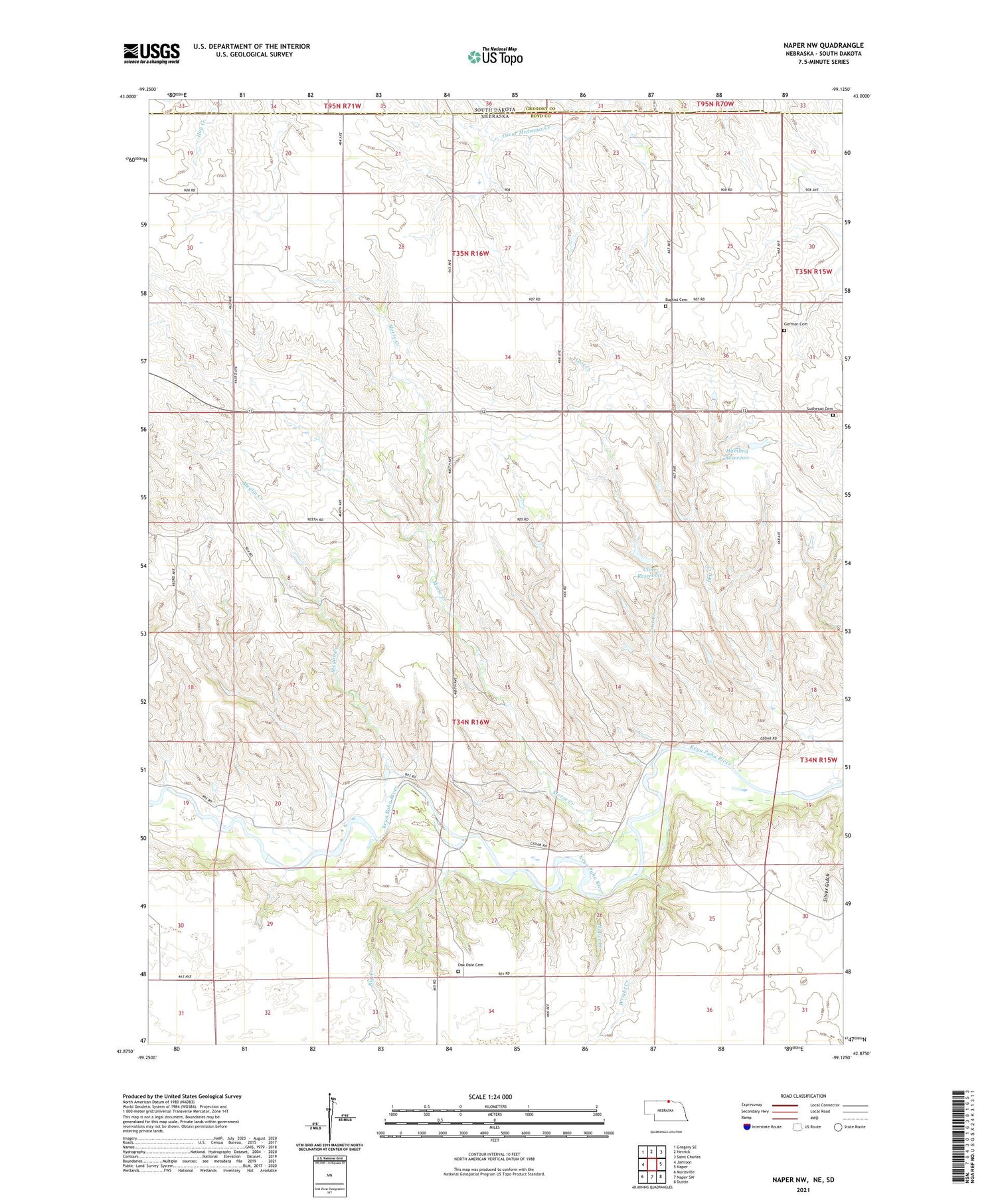 Naper NW Nebraska US Topo Map Image