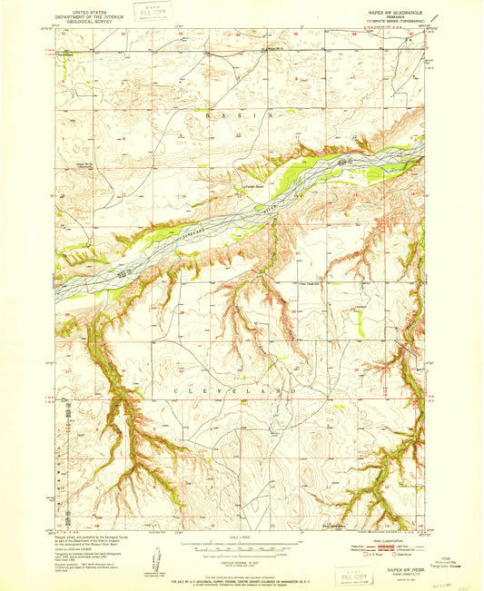 Classic USGS Naper SW Nebraska 7.5'x7.5' Topo Map Image