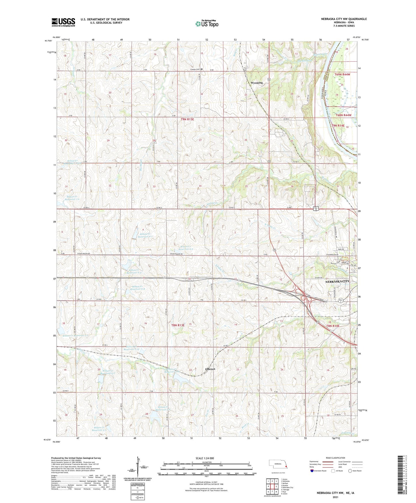 Nebraska City NW Nebraska US Topo Map Image