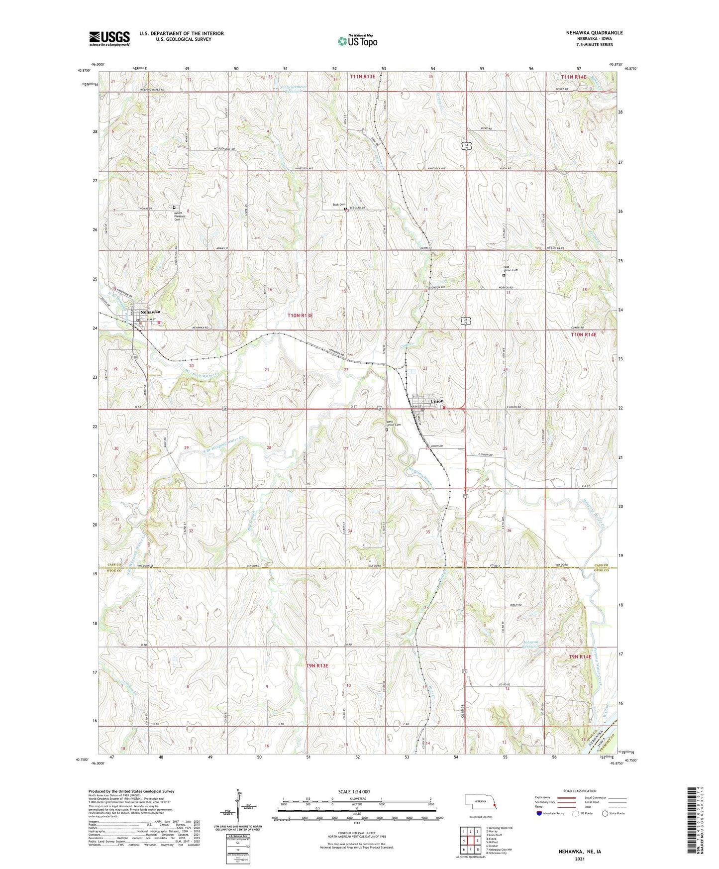 Nehawka Nebraska US Topo Map Image