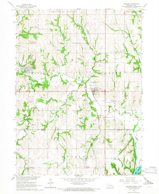 Classic USGS Nehawka Nebraska 7.5'x7.5' Topo Map Image