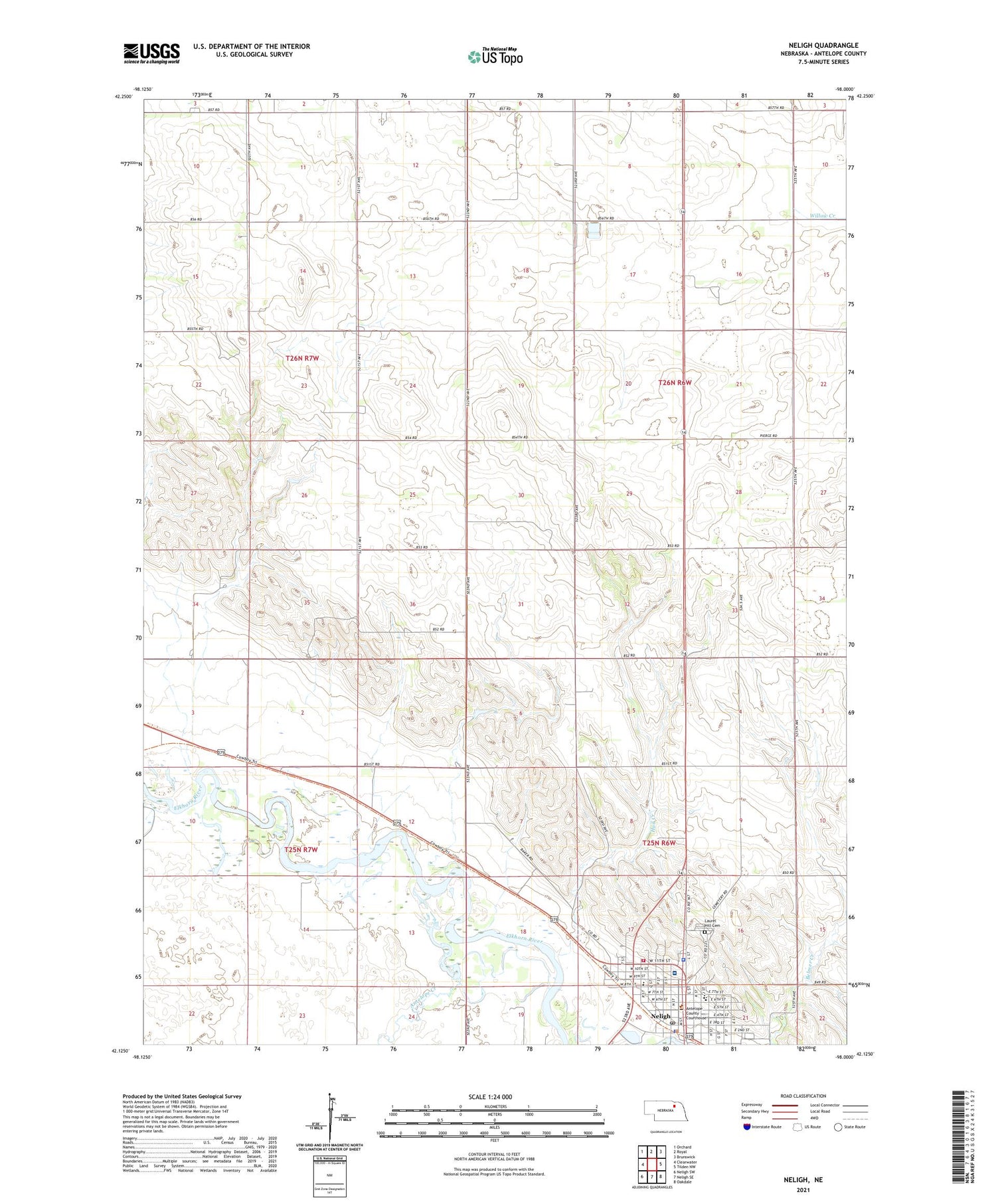 Neligh Nebraska US Topo Map Image