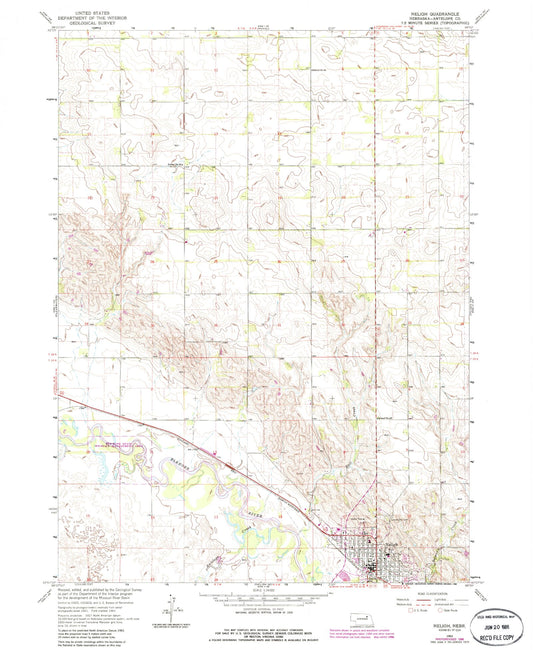 Classic USGS Neligh Nebraska 7.5'x7.5' Topo Map Image