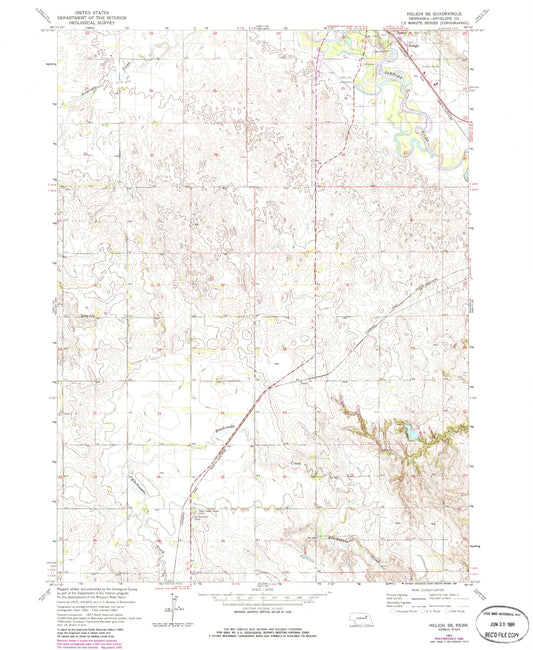 Classic USGS Neligh SE Nebraska 7.5'x7.5' Topo Map Image