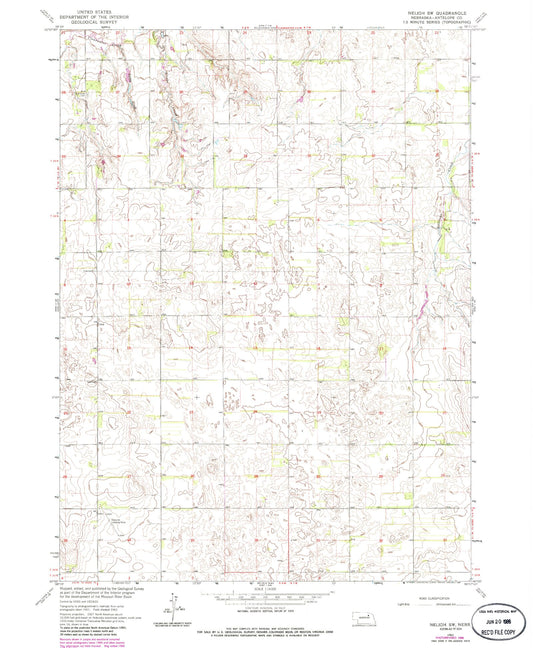 Classic USGS Neligh SW Nebraska 7.5'x7.5' Topo Map Image