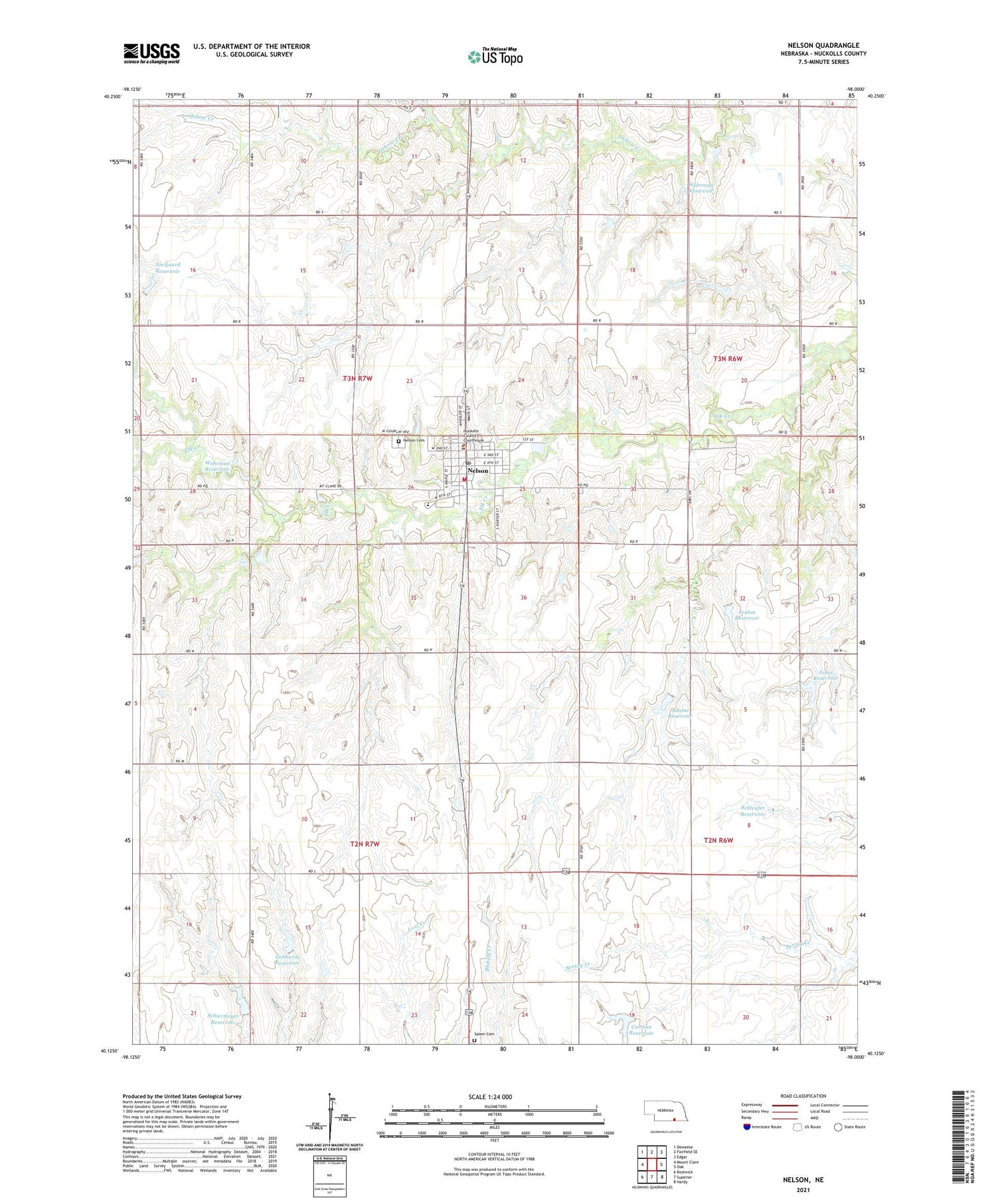 Nelson Nebraska US Topo Map Image