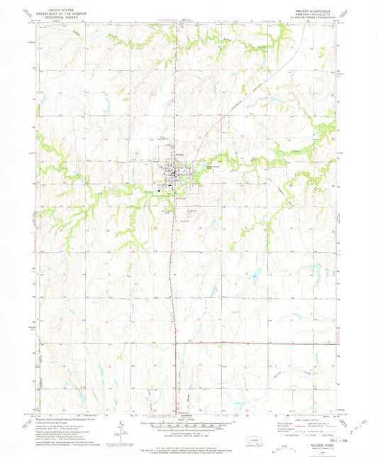 Classic USGS Nelson Nebraska 7.5'x7.5' Topo Map Image