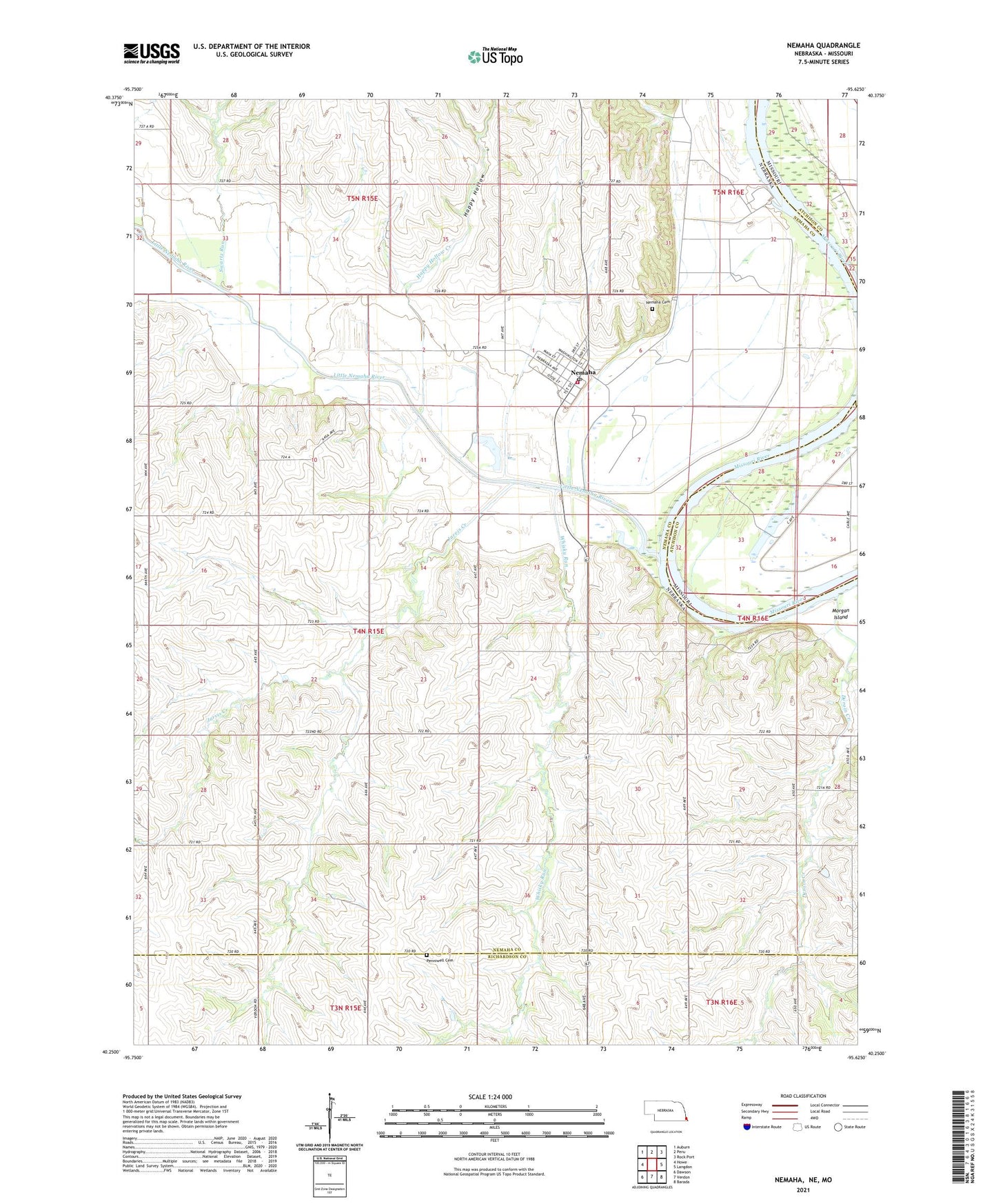 Nemaha Nebraska US Topo Map Image