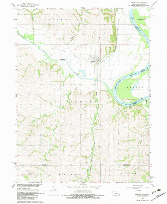 Classic USGS Nemaha Nebraska 7.5'x7.5' Topo Map Image