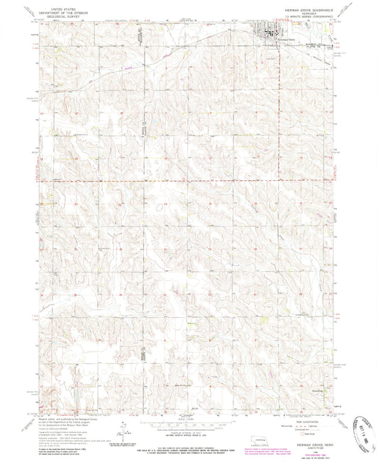 Classic USGS Newman Grove Nebraska 7.5'x7.5' Topo Map Image