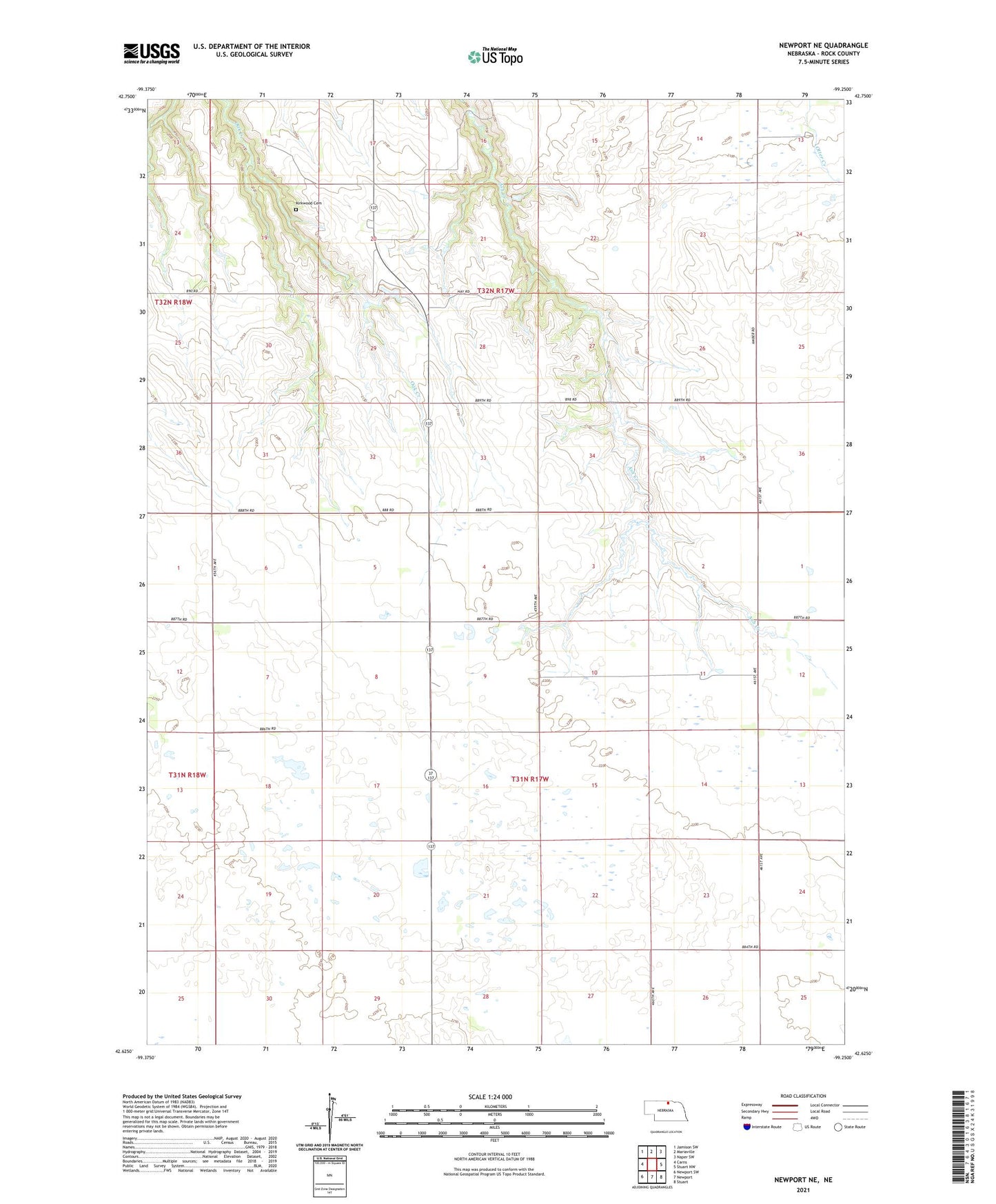 Newport NE Nebraska US Topo Map Image