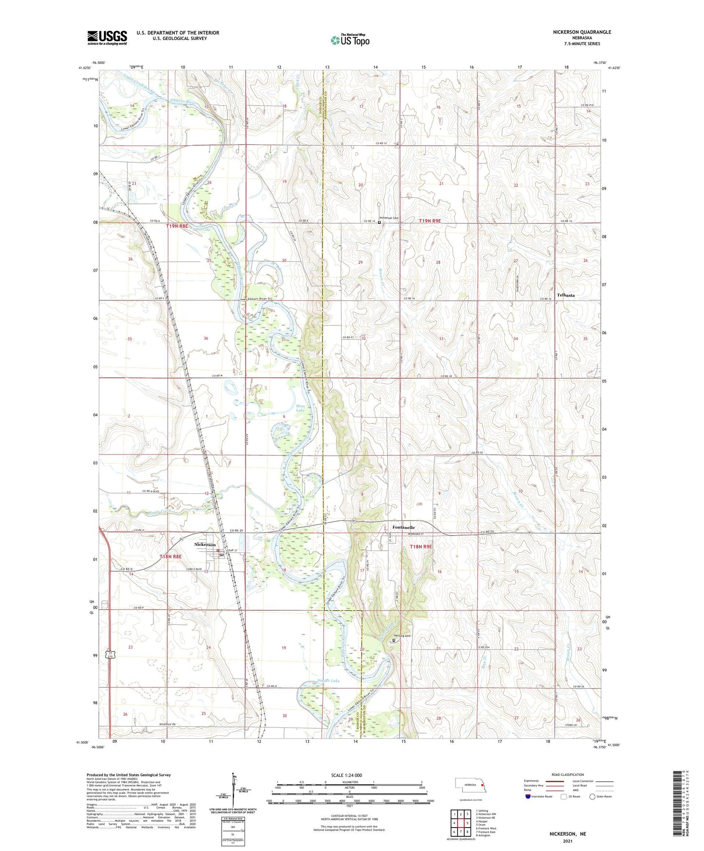 Nickerson Nebraska US Topo Map Image
