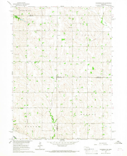 Classic USGS Nickerson NW Nebraska 7.5'x7.5' Topo Map Image