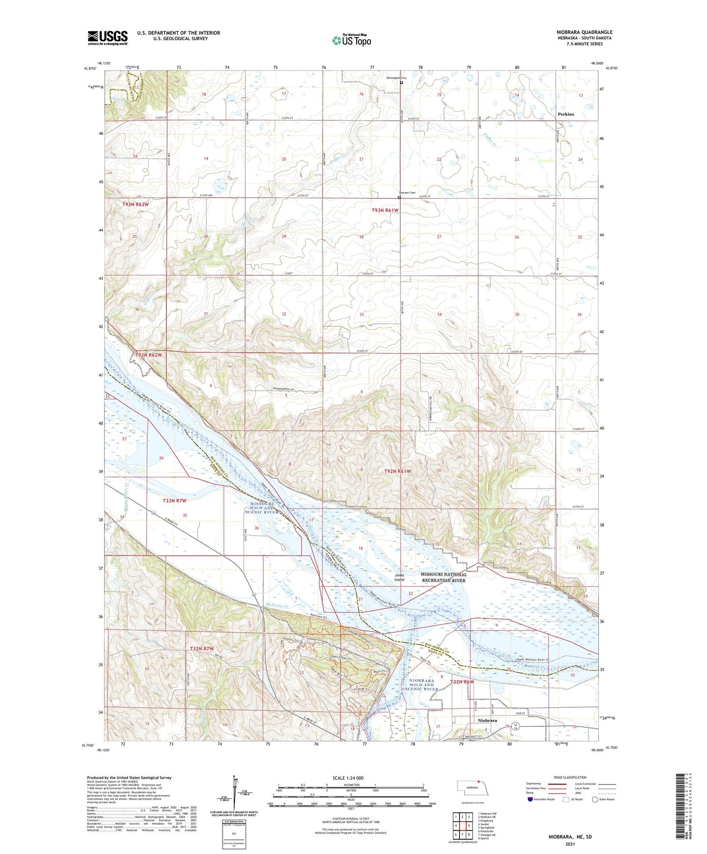 Niobrara Nebraska US Topo Map Image