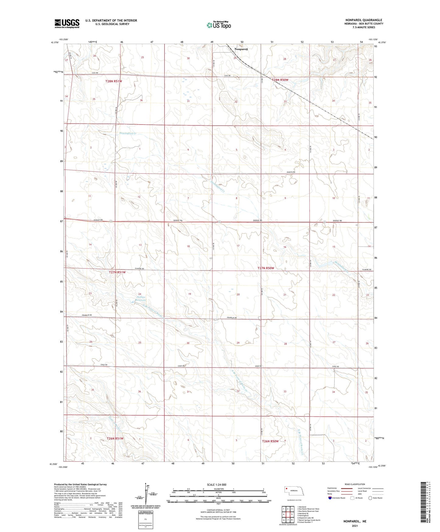 Nonpareil Nebraska US Topo Map Image