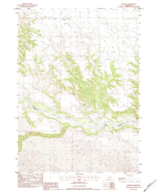 Classic USGS Norden Nebraska 7.5'x7.5' Topo Map Image